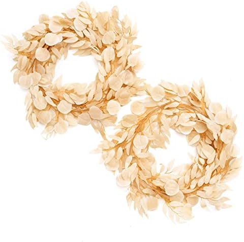 Ling's Moment White & Beige Eucalyptus Garland, 5.9ft, 2pcs by LingsMoment