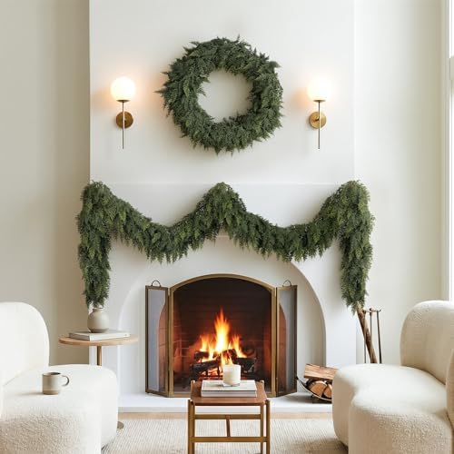 4PCS 6FT Christmas Cedar Garlands Real Touch Soft Greenery Pine Decorations - Image 2