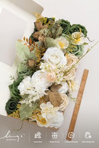 Ling's moment Artificial Wedding Flowers Combo, Emerald & Beige, Deluxe - Image 6