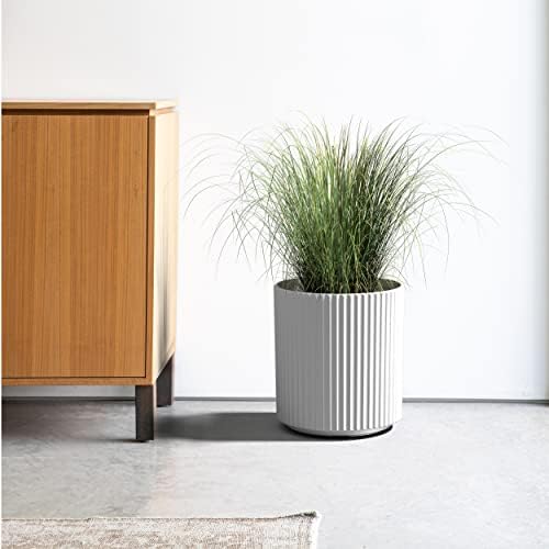 Veradek Demi Series Round Planter for Porch, Patio, Backyard | Durable Plastic-Concrete Material | Modern Décor for Tall Plants, Flowers - Image 5