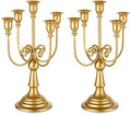 Romadedi Gold 5 Arm 11.8" Candelabra Candle Holders, Set of 2 by ROMADEDI