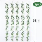 mizii 5 Packs 340" Artificial Vines Eucalyptus Garland Fake Vine with Silk Leaves Green Garland Faux Hanging Plants Greenery Decoration for Room Table Centerpieces Wedding Decor (Eucalyptus) - Image 2