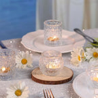 DARJEN Clear Votive Candle Holders Set of 24- Round Glass Candle Holders Bulk for Tea Light Candle, Embossed Candle Votives for Wedding Centerpiece, Various Parties & Home Decor - Image 2
