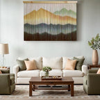 ZYDDNH Macrame Wall Hanging, Dip-Dyed Mountain Tapestry, Modern Fiber Wall Art, 57" W x 37" L (Green coffee) - Image 4