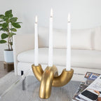Taper Candle Holder Set - Candle Stick Holders for Dining Room Table, Entryway Table, or Fireplace Mantel - Modern Candelabra Home Decor (Gold) - Image 2