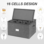 Stemware Storage Cases, Wine Glass Storage Box Containers with Dividers - Image 6