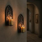 Gothic Wall Candle Sconces Set of 2, Snake and Moon Iron Wall Mounted Candelabra Holder with Removable Trays for Taper & Pillar Candles, Natural Aesthetic Boho Art Hanging Design Decor - Image 6