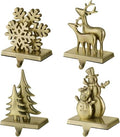XIUSHE Stocking Holder Set of 4-Christmas Tree Stocking Hanger for Mantel-Metal Weighted Christmas Stocking Holder for Fireplace Mantle-Tropical Farmhouse Stocking Holder (Bronze-4) by XIUSHE