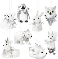 Vercraft 8 Pack White Sisal Woodland Animals Christmas Ornaments Winter by Vercraft