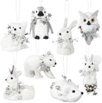 Vercraft 8 Pack White Sisal Woodland Animals Christmas Ornaments Winter by Vercraft