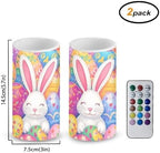Easter Decorations Indoor Candles Rabbit Eggs Flameless Candles with Remote and Timer 2 Pack Battery Operated Easter Themed LED Candles for Festival Gift Home Room Decor - Image 3