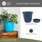 The HC Companies Eclipse Round Planter Pot, 20 Inch, Slate Blue, 2-Pack - Image 2