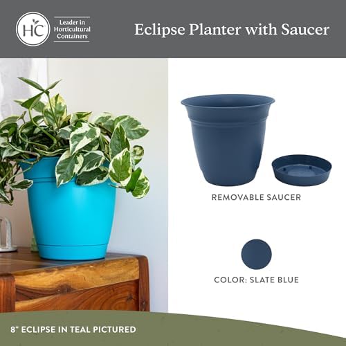 The HC Companies Eclipse Round Planter Pot, 20 Inch, Slate Blue, 2-Pack - Image 2