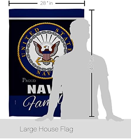Navy Proudly Family House Flag - Pack Armed Forces USN Seabee United State American Military Veteran Retire Official USA Embroidery - Banner Small Garden Yard Gift Double-Sided Made In 28 X 40 - Image 2