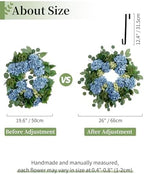 BLOSMON Hydrangea Wreaths for Front Door, 26 Inch, Dusty Blue, with Hanger - Image 3