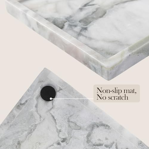 Koville Natural Marble Tray, 12x8“ Coffee Table Vanity/Decorative Tray for Jewerly, Watch, Perfume Candle Storage for Bedroom/Bathroom/Kitchen Countertop - Image 6