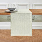 Solino Home 100% Pure Linen Table Runner, 14 x 144 in, Sage, Narrow Stripe by SolinoHome