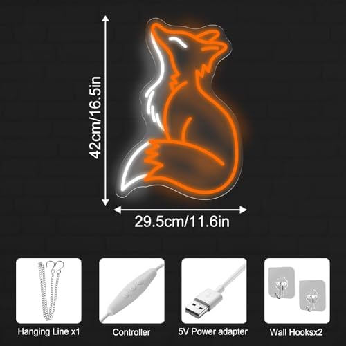 Fox Neon Sign for Kids Bedroom Nursery, Cute Woodland Animal Wall Decor - Image 5