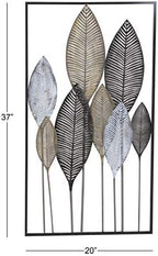 Deco 79 Metal Leaf Home Wall Decor Wall Sculpture with Black Frame, Wall Art 20" x 1" x 37", Bronze - Image 6