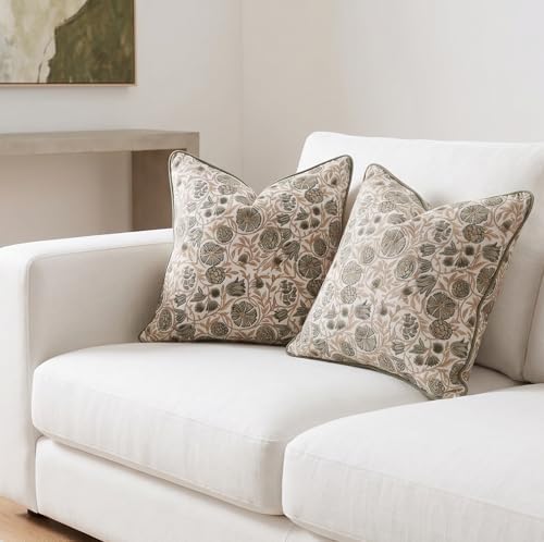Floral Pillow Covers Earth Brown Set of 2 Pillow Covers 20 x 20 inches Farmhouse Pillow Covers for Couch Bed Bedroom Living Throw Pillow Covers Boho Decorative Pillow for Spring - Image 6