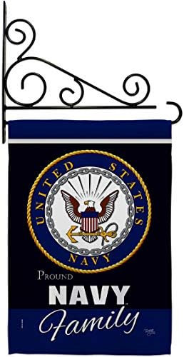 Navy Proudly Family Garden Flag - Set Wall Holder Armed Forces USN Seabee United State American Military Veteran Retire Official - House Banner Small Yard Gift Double-Sided Made In USA 13 X 18.5 by Breeze+Decor