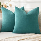 MIULEE Teal Chenille Couch Euro Throw Pillow Covers, 22x22 by MIULEE