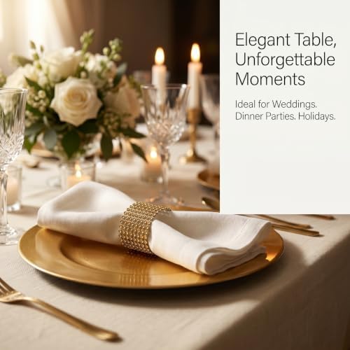 400 Pcs 5 x 1.5 Inch Gold Napkin Rings, Diamond Golden Napkin Holders Bulk for Wedding, Dinner, Table Decorations - Image 4