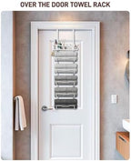 Aetyord Hanging Towel Racks for Bathroom No Drill - Over The Door 6-Tier Bath Towel Storage Organizer for Small Bathrooms - Back Door Large Tiered Towel Holder Hanger for Rolled Towels RV Camper White - Image 3