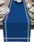 Smile Sunflower Navy Blue Table Runner, Burlap Table Runners 120 inches Long,Farmhouse Style Solid Color Table Runner for Wedding Holiday Party Dinner,Dresser Scarf Decor by Smile+Sunflower