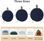 24 Inch Round Storage Bag 2 Pack,Modern Navy Blue Cowhide Waterproof Wreath Storage Container with Handles&Zipper Classic Leather Texture Closet Organizer Bags Garland Box - Image 7