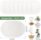 Oval Woven Placemats Set of 8 Heat Resistant Placemats 17 x 12 Inches Farmhouse Cotton Rope Place Mats for Dining Tables Trivets for Hot Dishes, White - Image 3
