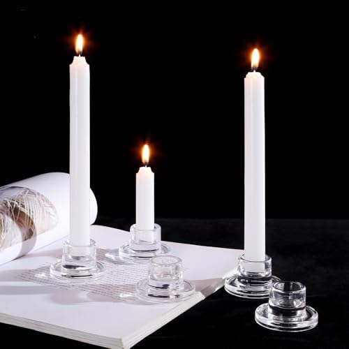 ZQXJWF Clear Glass Taper Candle Holders Set, Round Base Design, Elegant Dining Table Decor, for Table Centerpiece Wedding Party Advent Christmas Home Decorations(36, Clear) - Image 5