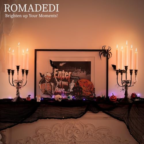 Romadedi Halloween Candelabra, Black 5-Arm Candle Holder, Set of 2, 11.8 in - Image 2