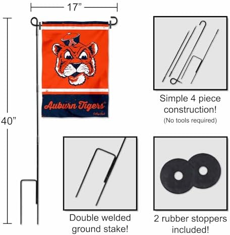 Auburn Vintage Retro Throwback Garden Flag with Stand Holder - Image 3