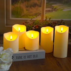 Eebuss Flameless Candles with Remote Timer, Battery Operated Realistic Flickering LED Candles, 9 Packs Fake Candles for Home Decor (D3 x H 3" 4" 5" 6" 7") (Ivory) - Image 2