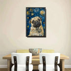 Metal Sign Tin Sign Vintage Wall Art Pug Starry Night Pug Curious Pug in A Celestial Sky for Home Den and Seasonal Displays Corrosion Resistant Aluminum 8×12 Inches with Metal Frame - Image 4