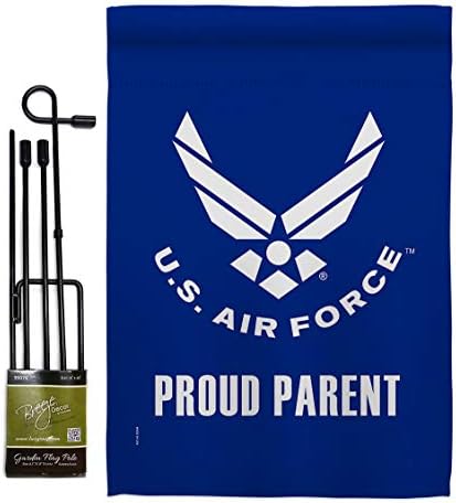 Proud Air Force Parent Garden Flag - Set with Stand Armed Forces USAF United State American Military Veteran Retire Official - House Banner Small Yard Gift Double-Sided Made in USA 13 X 18.5 by Unknown
