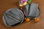 Native Fab Gingham Cloth Napkins 16x16 inches, 100% Cotton Dinner Napkins with Checks, Set of 12, Machine Washable Cloth Napkins, Soft Breathable Absorbent, Grey White - Image 2