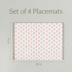 Over&Back Set of 4 Hand-Blocked Placemats - Colorful Dining Table Mat - Each Placemat is Unique - 100% Cotton - Machine Washable - Kitchen and Home Decor - Pink Blossom - Image 5