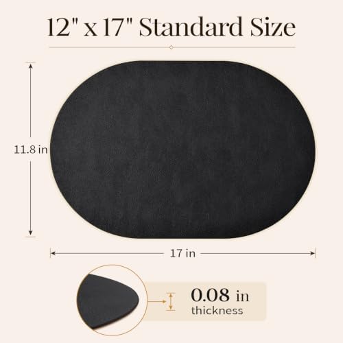 Homaxy Oval Heat Resistant Placemats Set of 8, Black - Image 5
