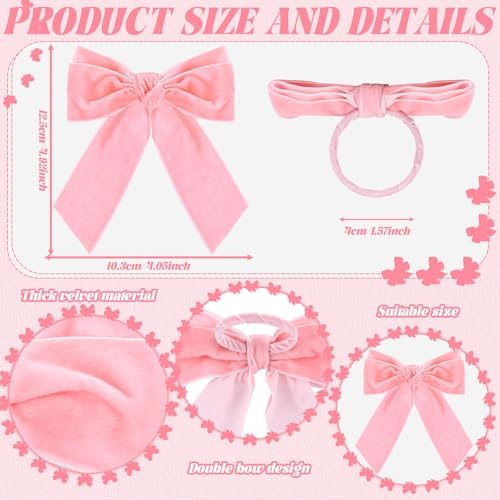 Maxdot 24 Pcs Bow Napkin Rings Set, Velvet Napkin Holders Buckles 4 x 4.9 Inch Serviette Rings for Family Dinner, Wedding, Party, Banquet, Table Decorations (Bright Pink) - Image 3