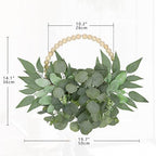 Artificial Eucalyptus Wreaths with Wood Bead for Front Door 10" Eucalyptus Leaves Wreaths Spring Summer Decoration Boho Farmhouse Wall Decor 2 Pack - Eucalyptus - Image 2