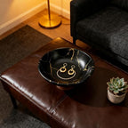 Black Marble Texture Decorative Bowl with Wood Base – 11" Modern Pedestal Fruit Bowl for Dining Table, Kitchen or Entryway Décor - Image 6