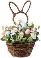 Glizthome 18" H Easter Wreath Decorations Bunny Shape Basket Wreath Artificial Flower for Front Door Spring Home Dining Table Baby Shower Farmhouse - Image 4