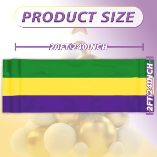 3Pack Mardi Gras Bunting 2x20Ft Large Carnival Bunting Banner Purple, Green, Gold Stripe for Mardi Gras, Lent, Easter, Home Decor Outside Garden Fence New Orleans Themed Party Décor Indoor Outdoor - Image 3
