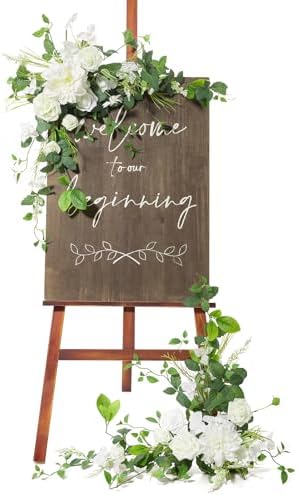 Ling's moment Welcome Sign Flowers, Wedding Floral Swag, Lily Valley White by LingsMoment