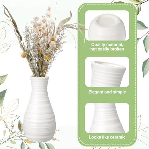 10 Pack Composite Plastic Flower Vases Bulk White Small Tall Conic Floral Vases for Centerpieces Unbreakable Bud Vase for Wedding Party Living Room Decor (Simple) - Image 4