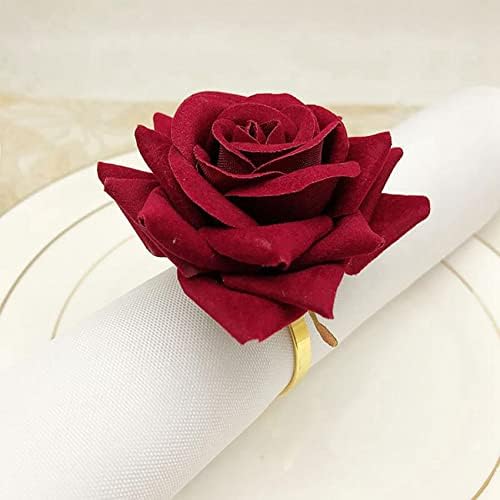 60 PCS Red Rose Shape Towel Buckle Napkin Ring Wedding Valentine's Day Hotel Table Decor Metal Gold Napkin Holder - Image 5