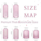 ZENS Bud Vases Set of 6, Pink Clear Small Glass Vase for Flowers. Modern Hand Blown Cylinder Glass Vase for Wedding Reception Centerpieces Living Room Decorative. - Image 5