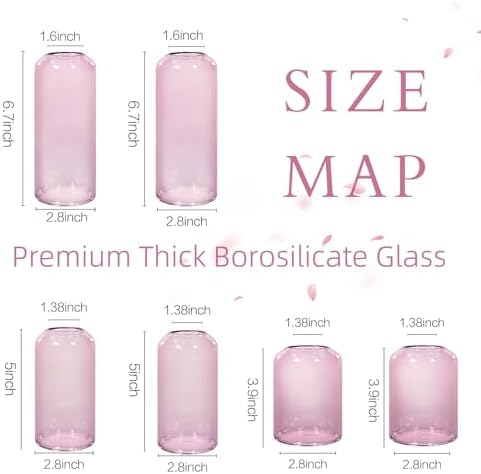 ZENS Bud Vases Set of 6, Pink Clear Small Glass Vase for Flowers. Modern Hand Blown Cylinder Glass Vase for Wedding Reception Centerpieces Living Room Decorative. - Image 5